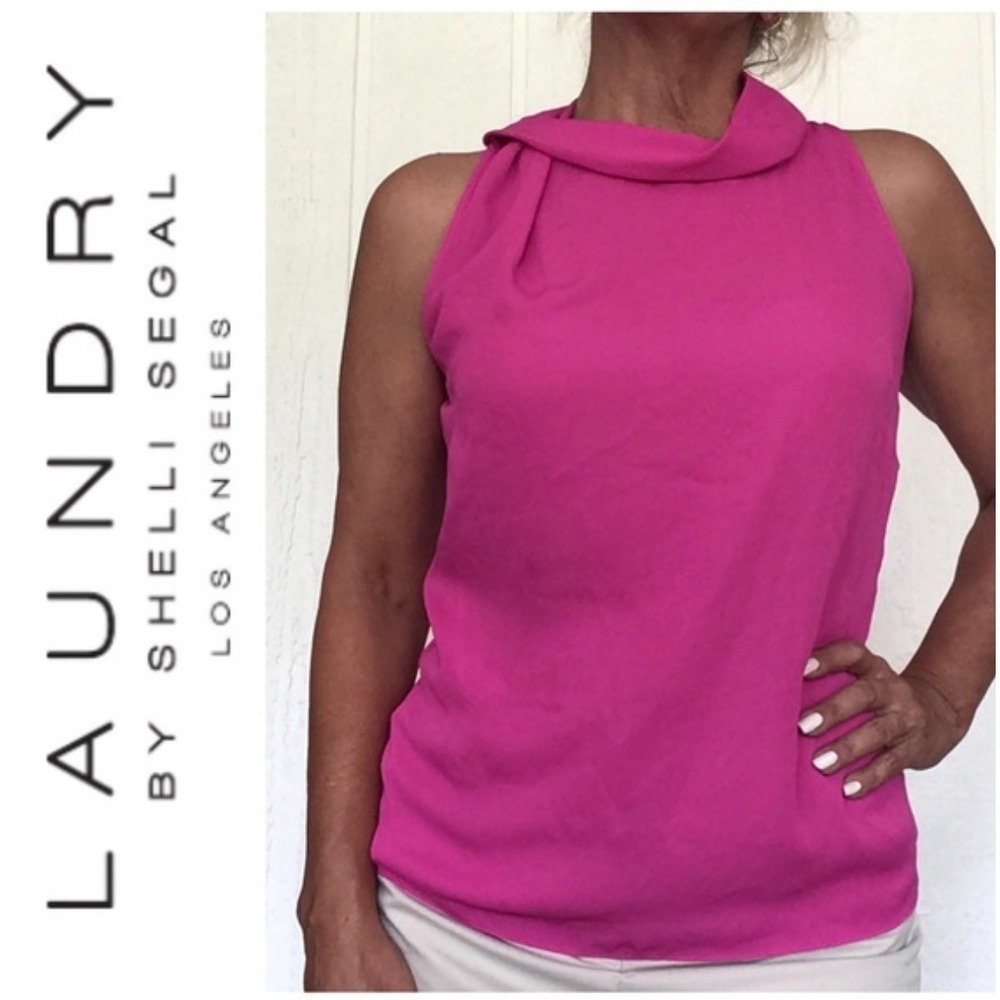 Laundry By Shelli Segal Magneta Sleeveless Blouse Cowl Style Size XS